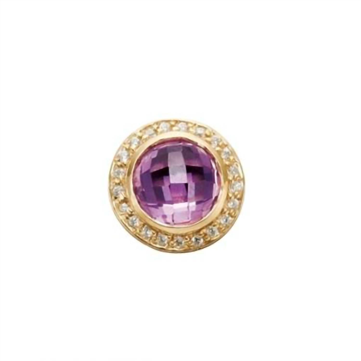 New Story Jewellery Women's Faceted Amethyst Button In Gold Plated